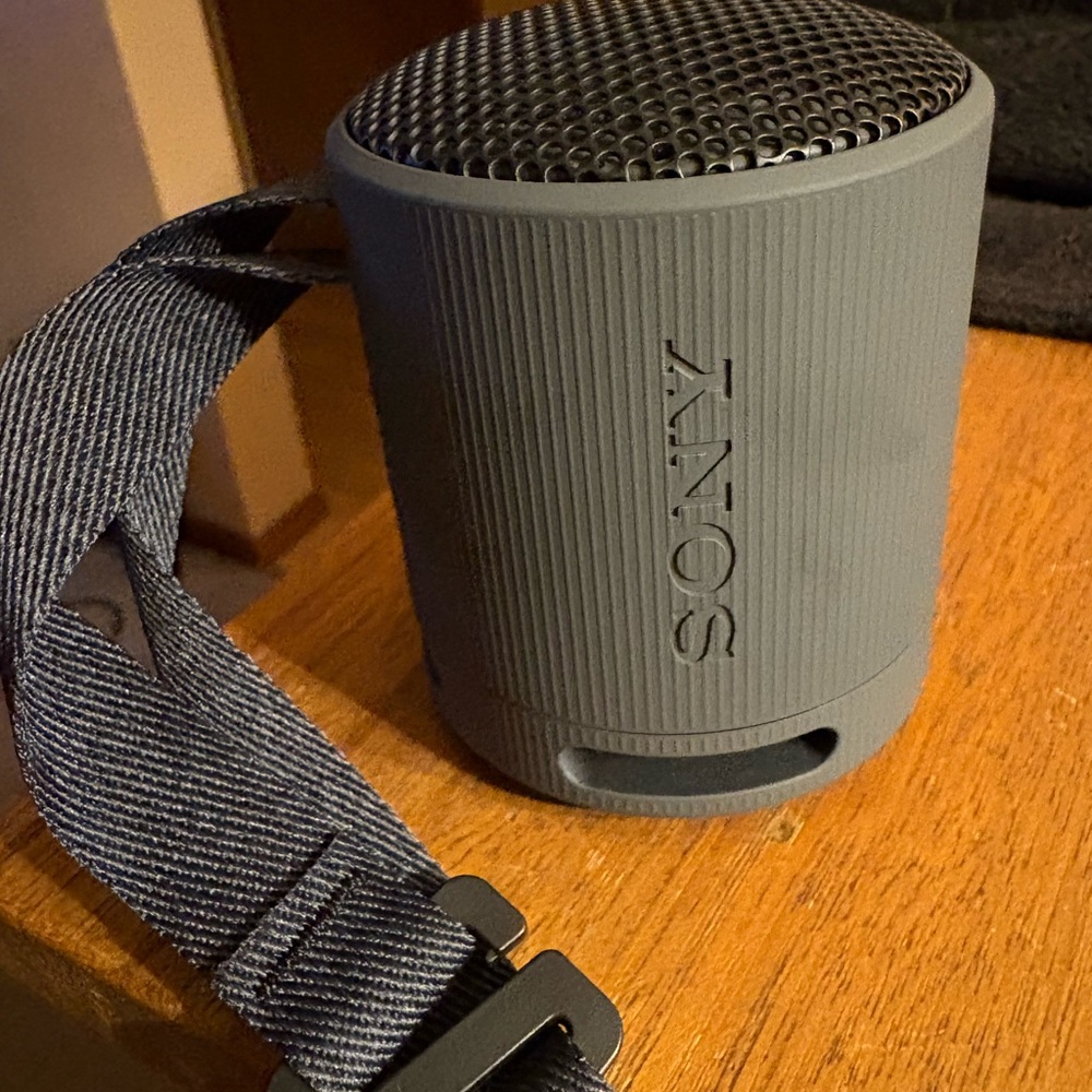 Sony Portable Bluetooth Speaker in Charcoal Gray with Strap